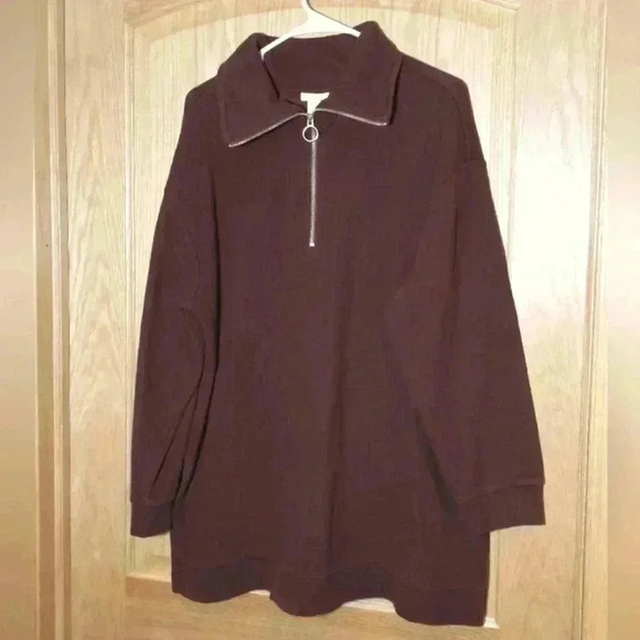 Ava & Viv maroon 1/4 zip sweater size 1X - Picture 1 of 4